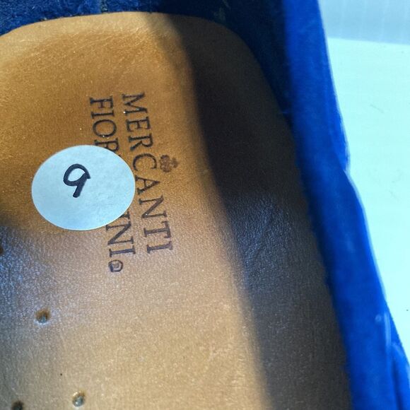 MERCANTI Fiorentini Nubuck Driving Shoes Blue Leather Loafers Womens 9B - Picture 12 of 14